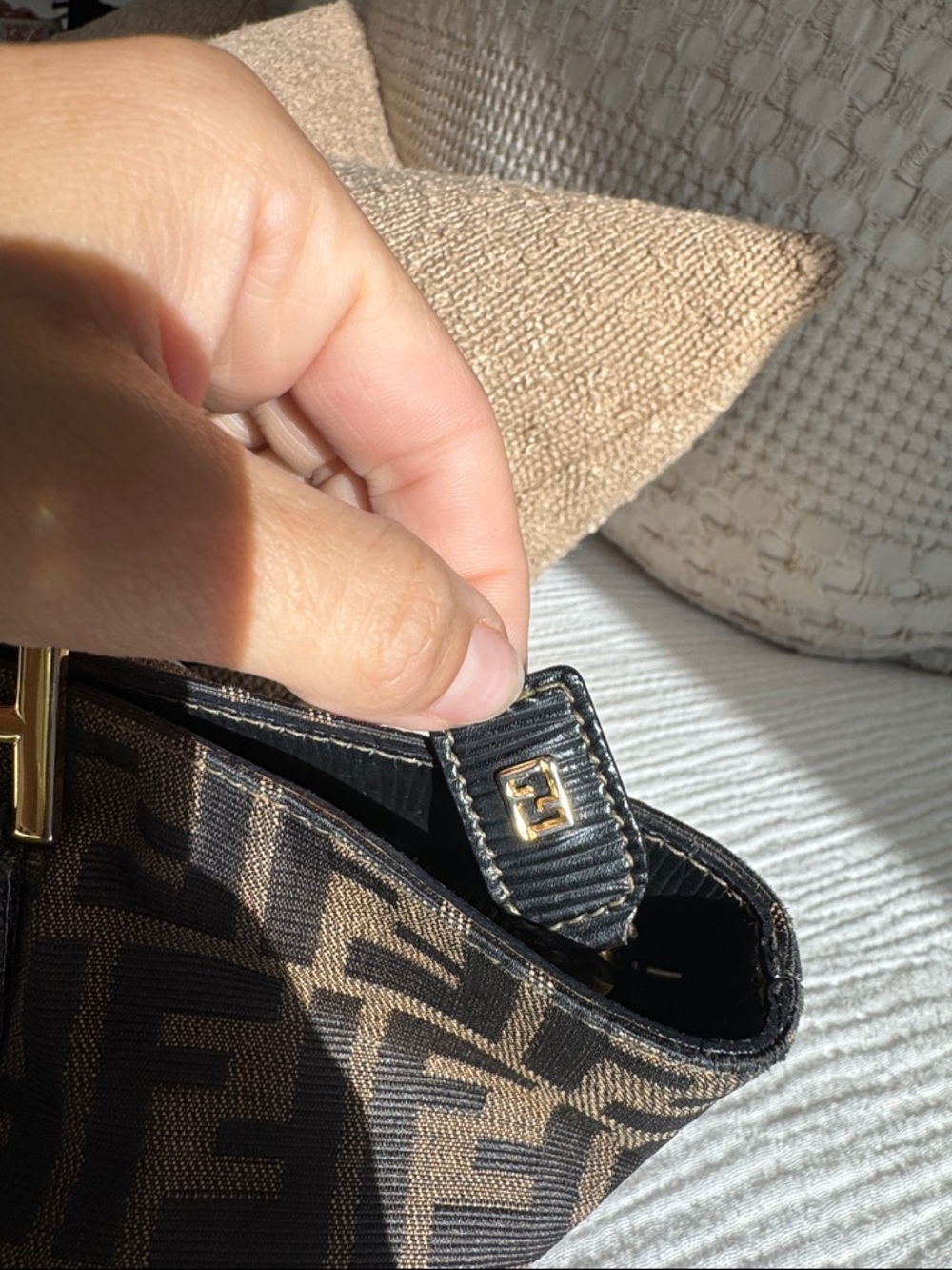 Fendi Zucca Mini Tote Bag Vintage FF Logo Brown Canvas Authenticated w/ COA - Picture 5 of 13